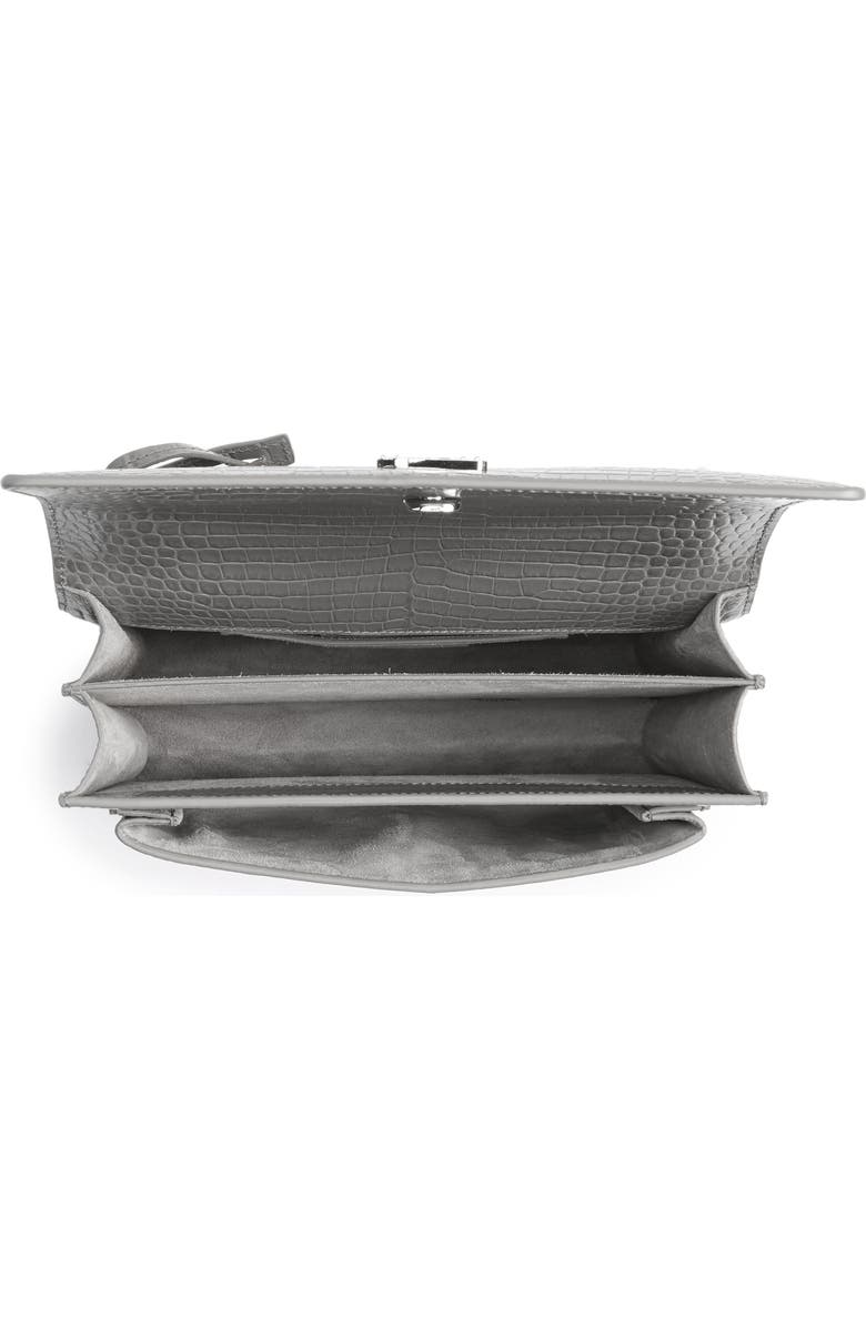 Saint Laurent 'Medium Monogram Sunset' Croc Embossed Leather Shoulder Bag, Alternate, color,