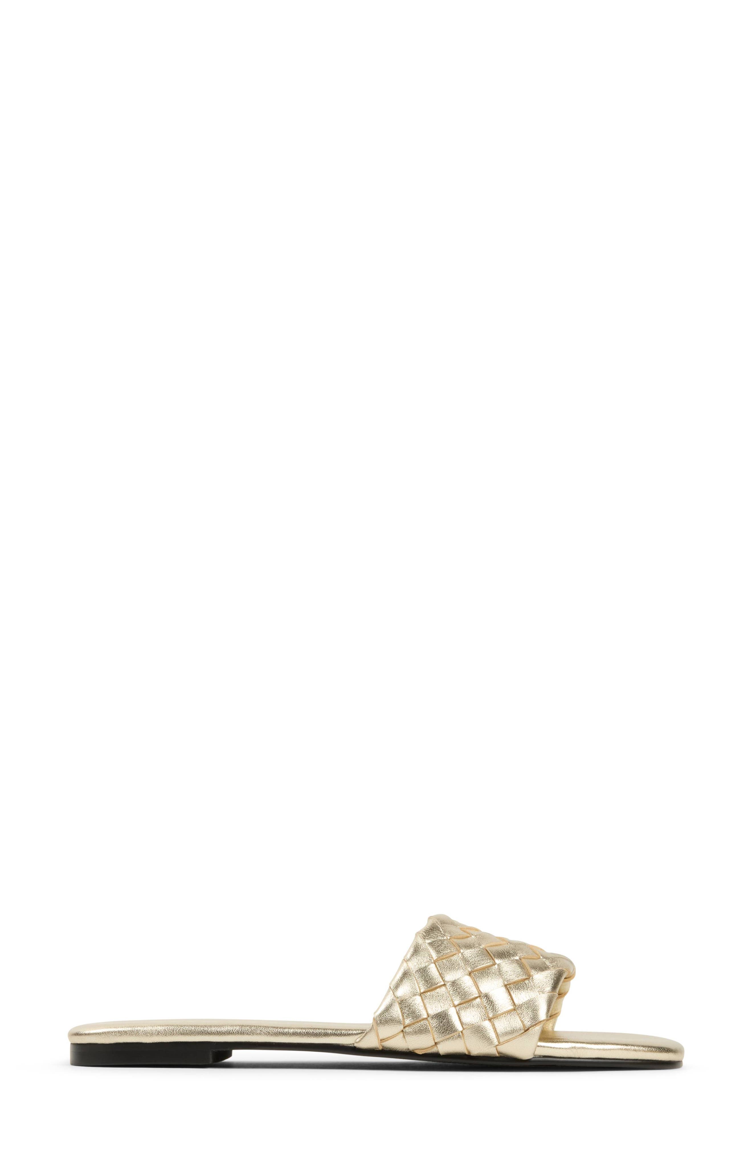 Nathalie Leather Slide Sandal, Alternate, color, GOLD