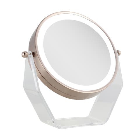 Lighted Makeup Mirror with Magnification & Swivel