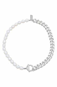 Freshwater Pearl & Curb Chain Toggle Necklace