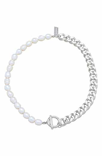 Pearl and Curb Chain Toggle Necklace