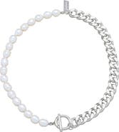 st. Moran Freshwater Pearl & Curb Chain Toggle Necklace