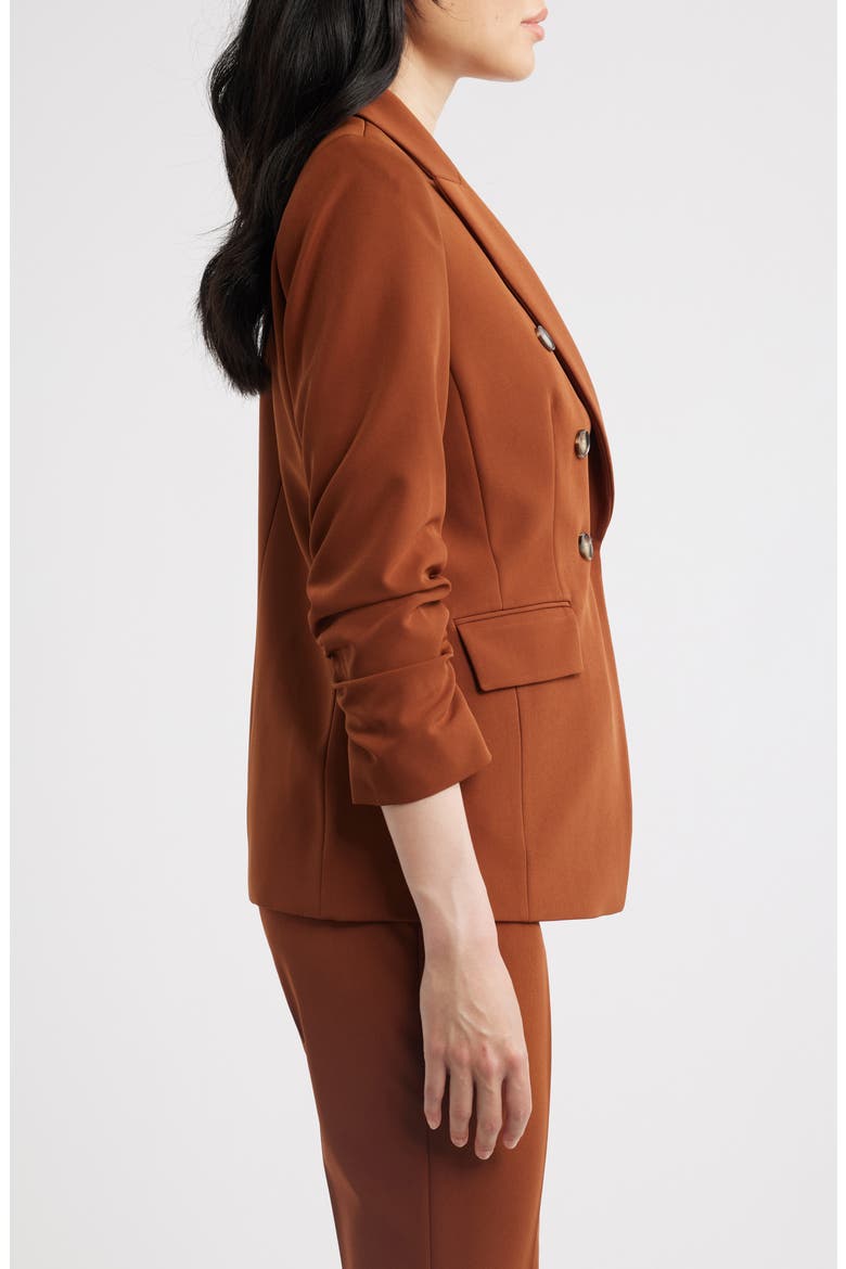 Double Breasted Ruched Blazer, Alternate, color, CINNAMON