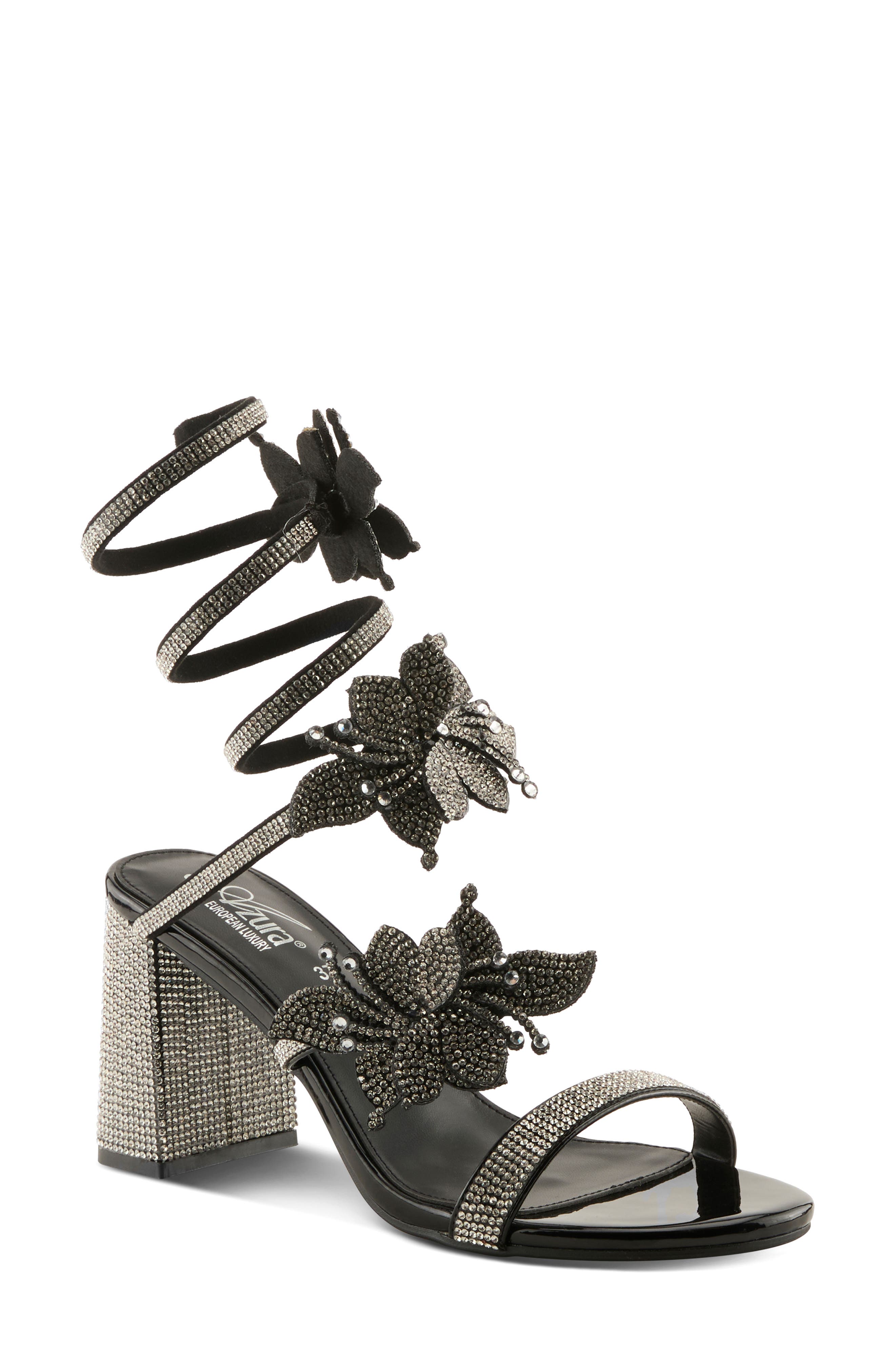 AZURA BY SPRING STEP To The Moon Ankle Wrap Sandal, Main, color, Black Multi