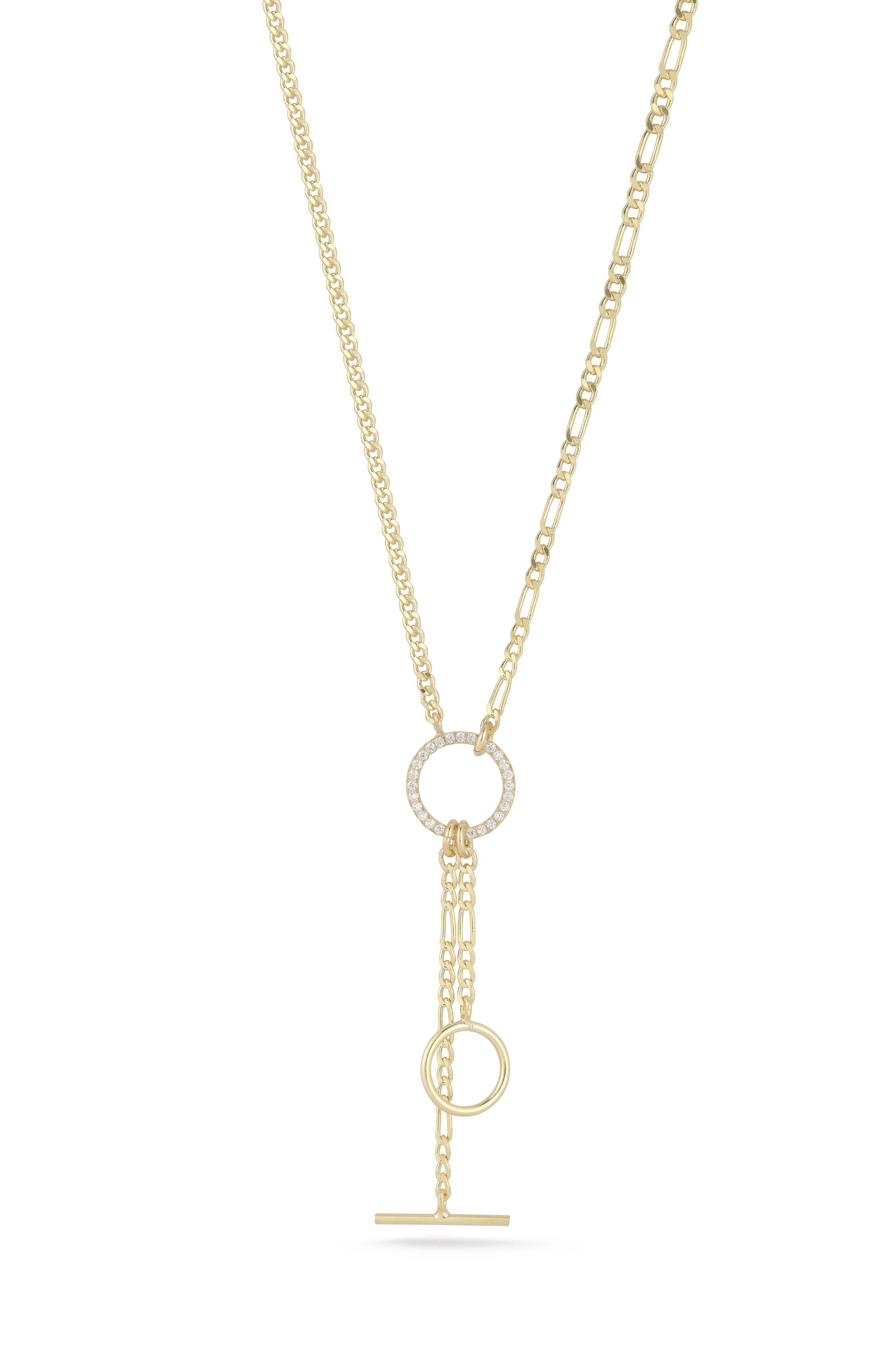 CHLOE AND MADISON Cubic Zirconia Mixed Link Y-Necklace