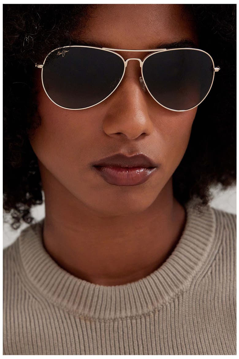 Mavericks 61mm Polarized Oversize Aviator Sunglasses, Alternate, color, GOLD/ BRONZE