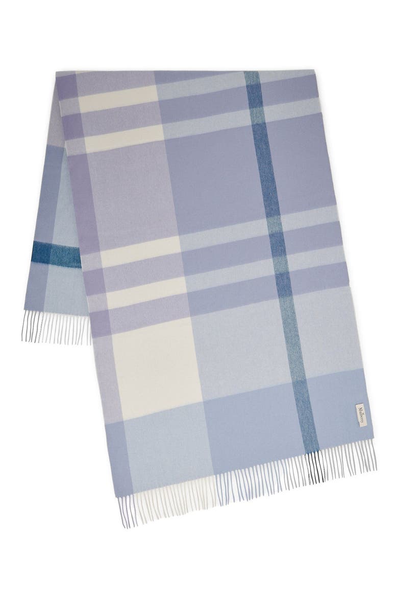 Large Check Merino Wool Scarf, Main, color, Poplin Blue-White