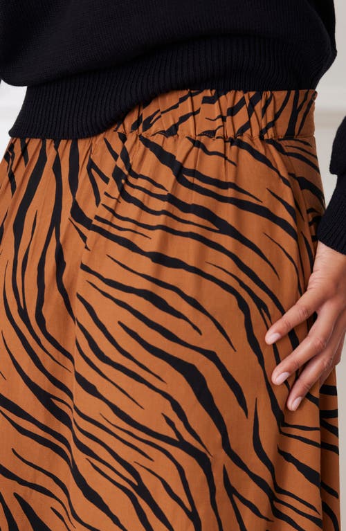 Paneros Clothing Avery A-line Midi Floral Skirt In Zebra Spice
