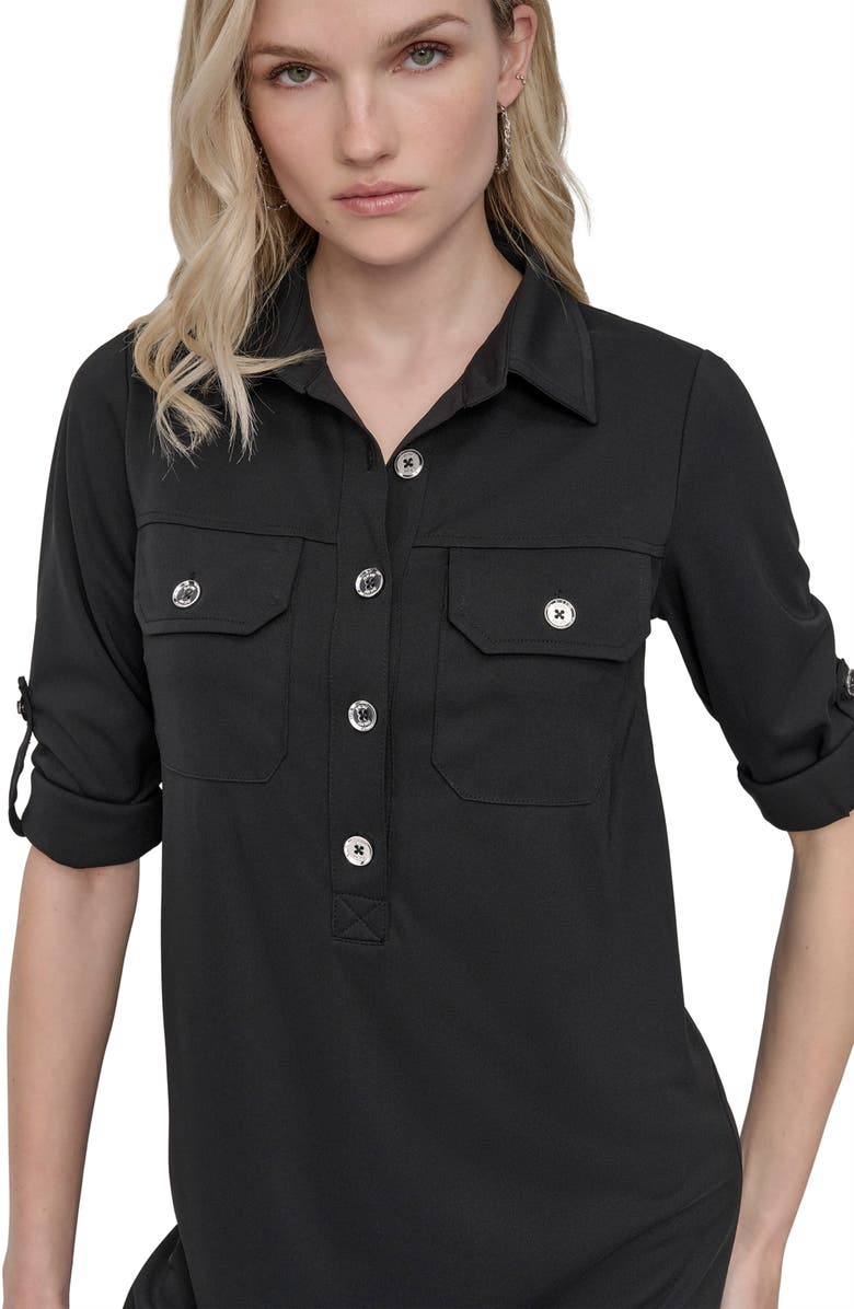 DKNY Matte Jersey Shirtdress, Alternate, color, Black