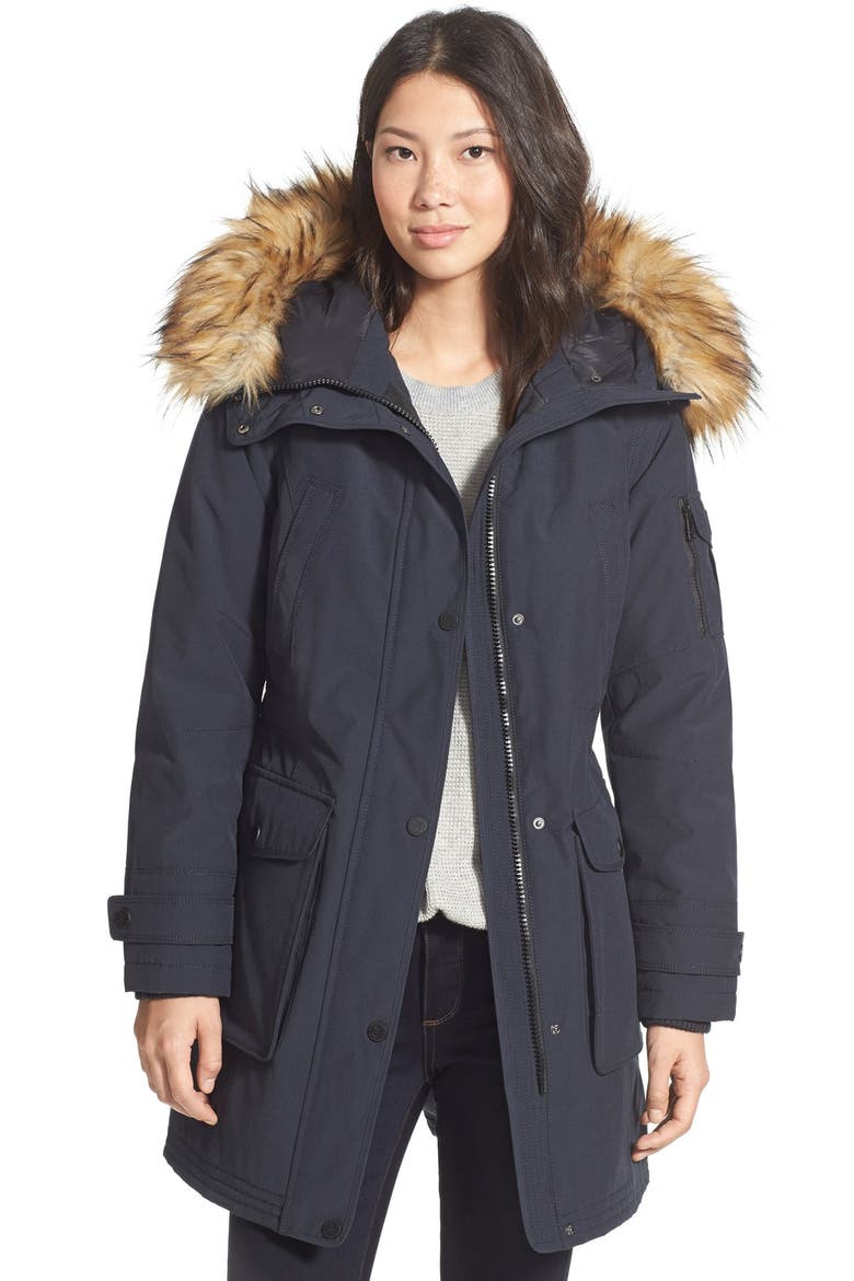 'Expedition' Faux Fur Trim Parka, Main, color, TOPSIDE NAVY