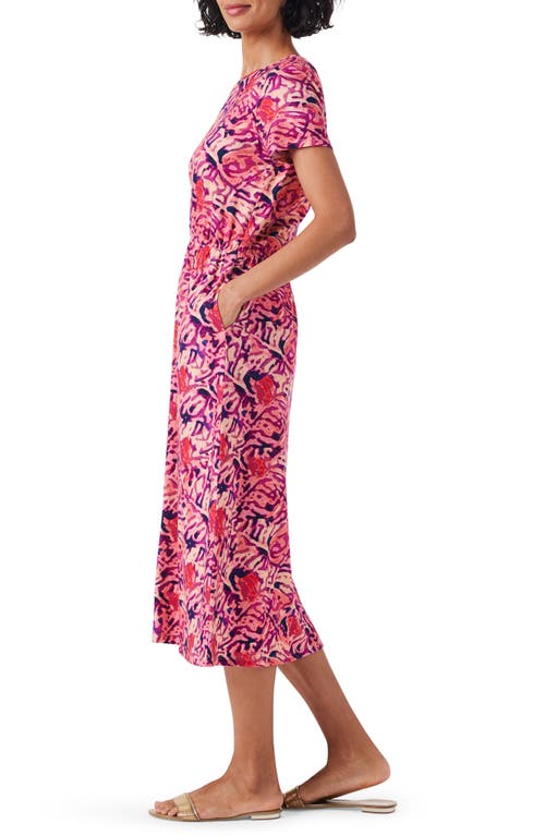 Nzt By Nic+zoe Blurred Floral Midi Dress In Pink Multi