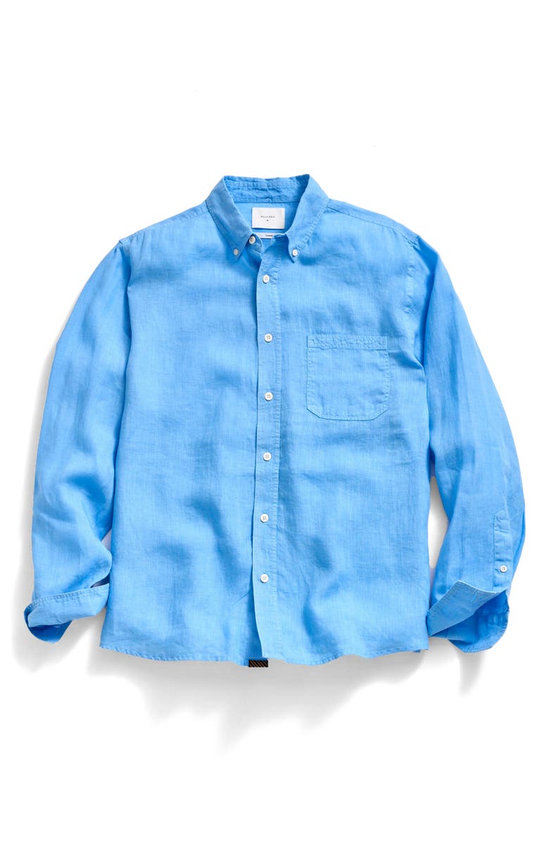 Billy Reid Tuscumbia Linen Button-Down Shirt, Alternate, color, French Blue