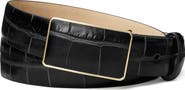 Tory Burch Croc Embossed Leather Plate Belt