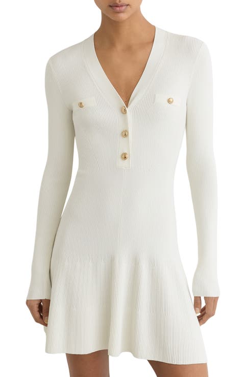 Lavelle Knit Button-Detail Minidress