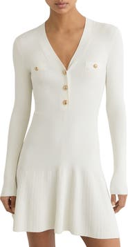 Reiss Lavelle Knit Button-Detail Minidress