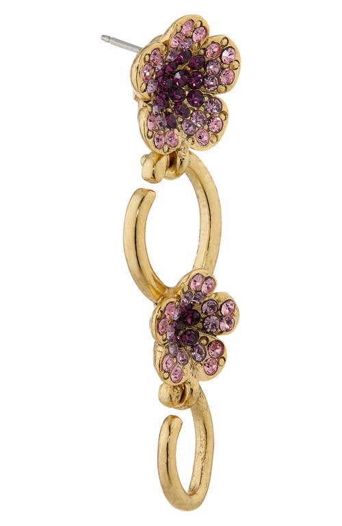 Oscar De La Renta Crystal Flower O Drop Earrings In Pink