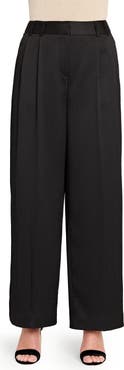 Tahari ASL Crinkle Wide Leg Satin Pants