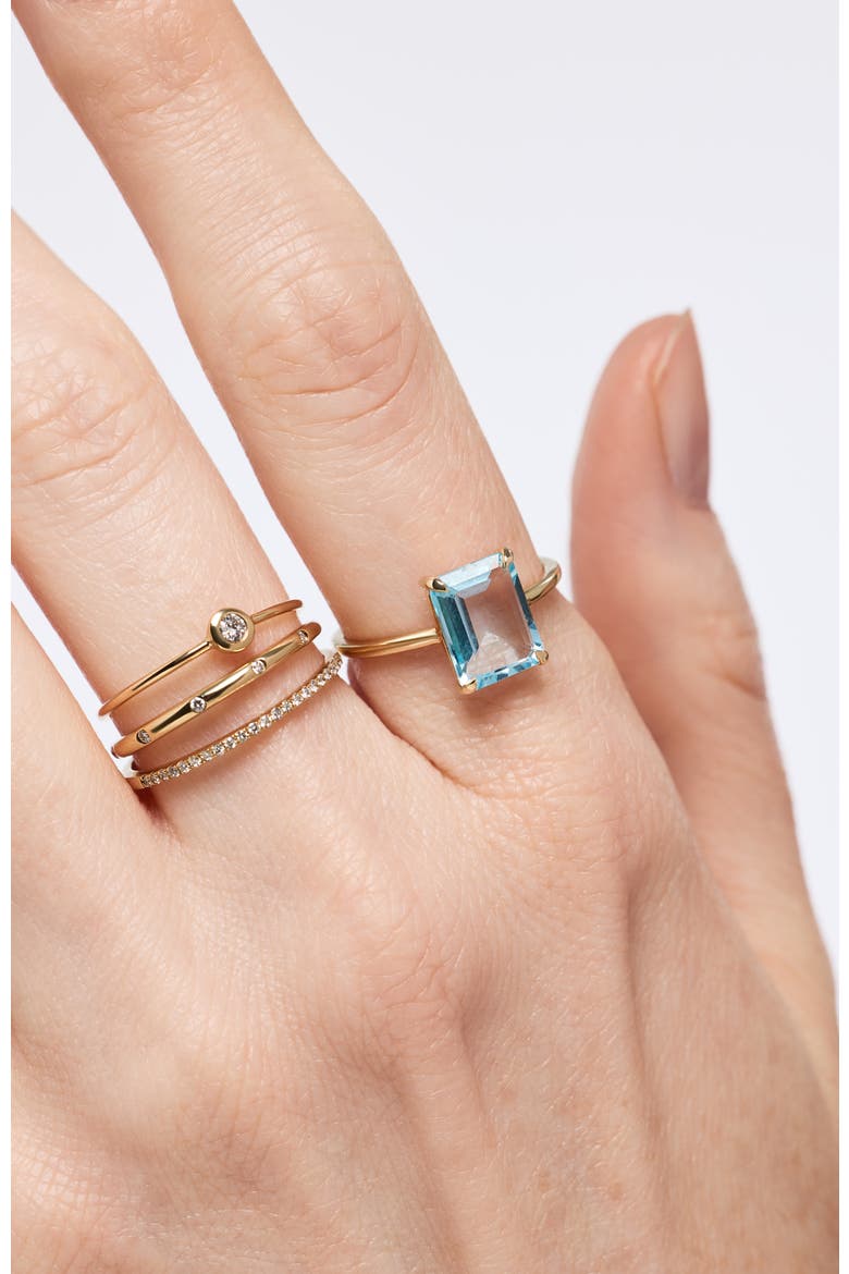 Solid Yellow Gold - Blue Topaz Spritz Ring, Alternate, color, Blue