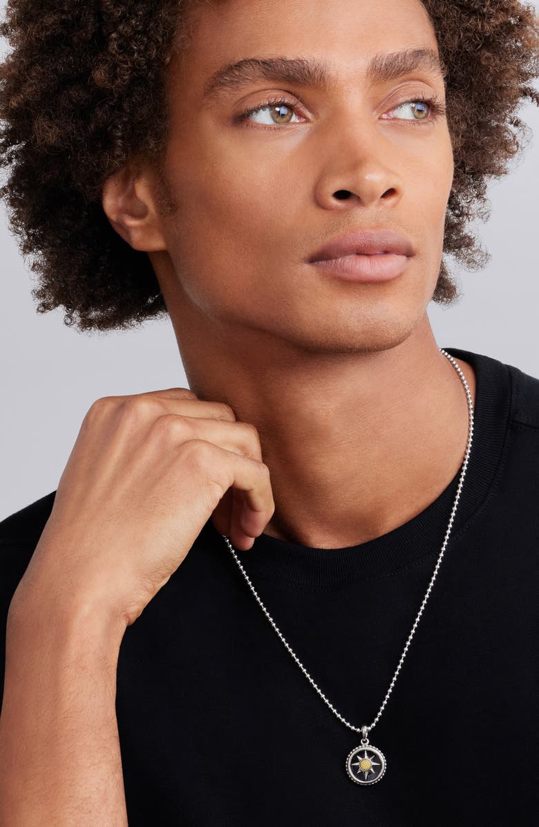 LAGOS Men's Anthem Small Black Agate Sunburst Amulet, Alternate, color, Two-Tone