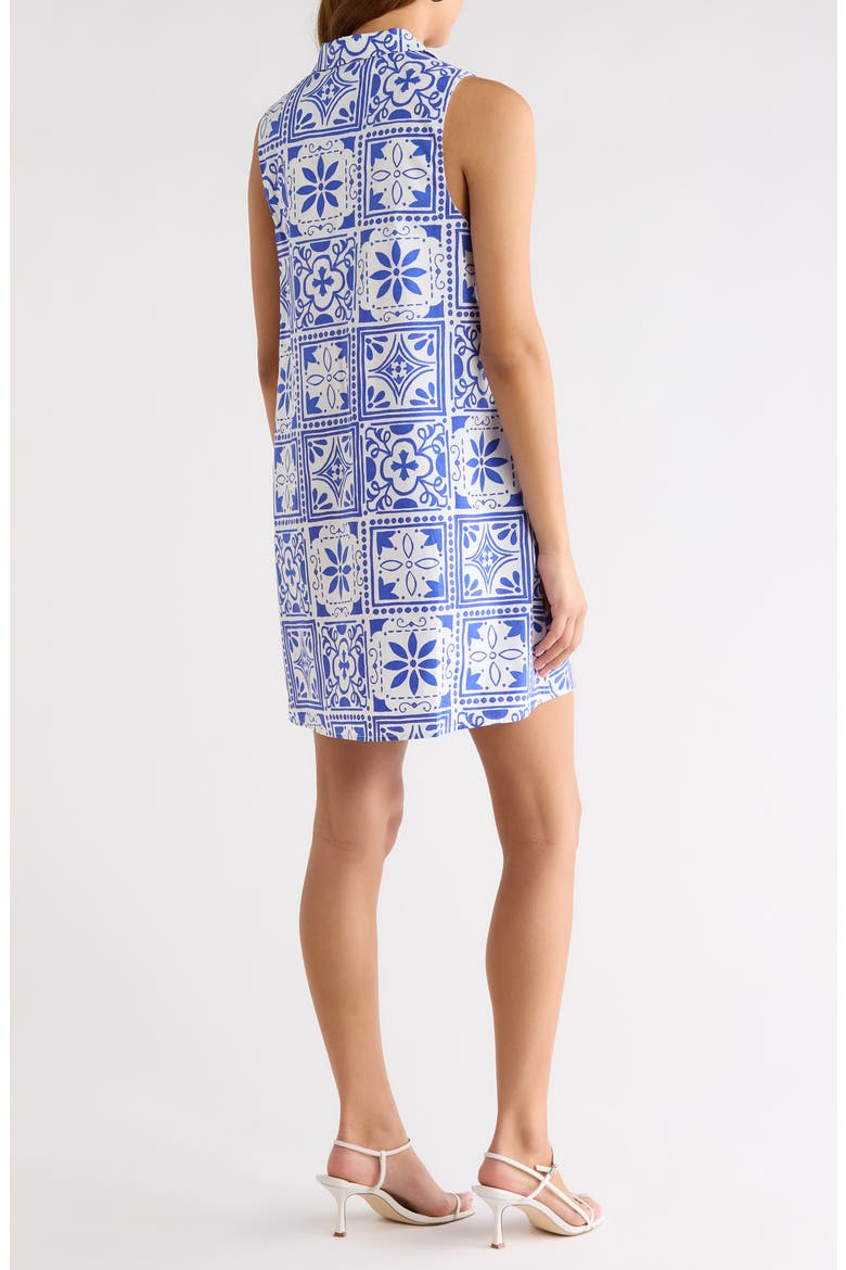 Nala City Lexya Sleeveless Cotton Shift Dress, Alternate, color, WHITE-BLUES-COMBO