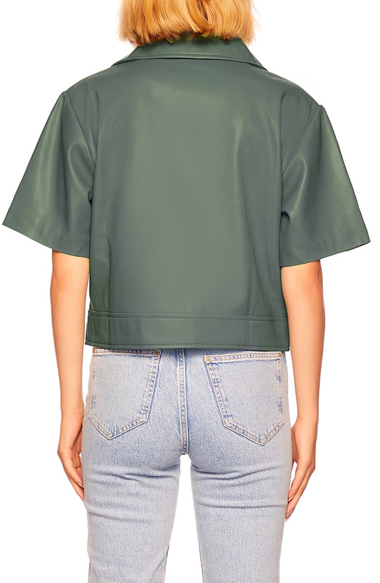 Susana Monaco Short Sleeve Crop Faux Leather Moto Jacket, Alternate, color,
