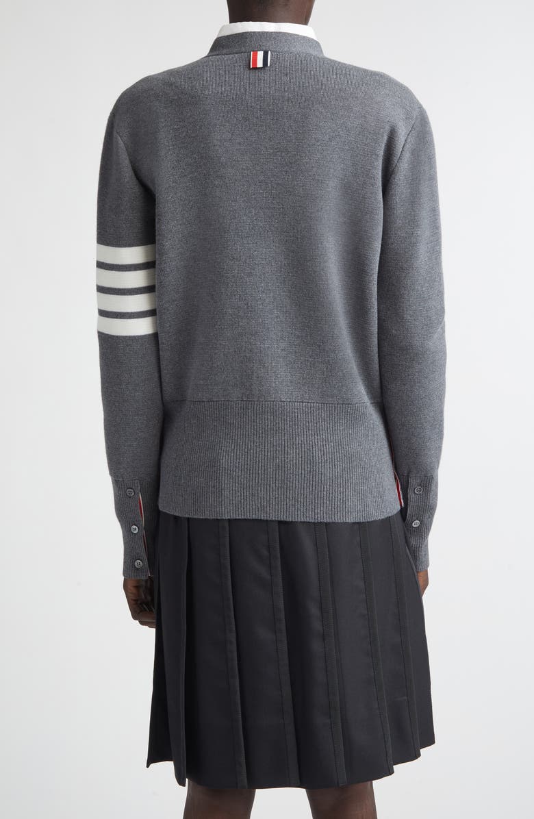 Thom Browne 4-Bar Merino Wool Cardigan, Alternate, color, Med Grey
