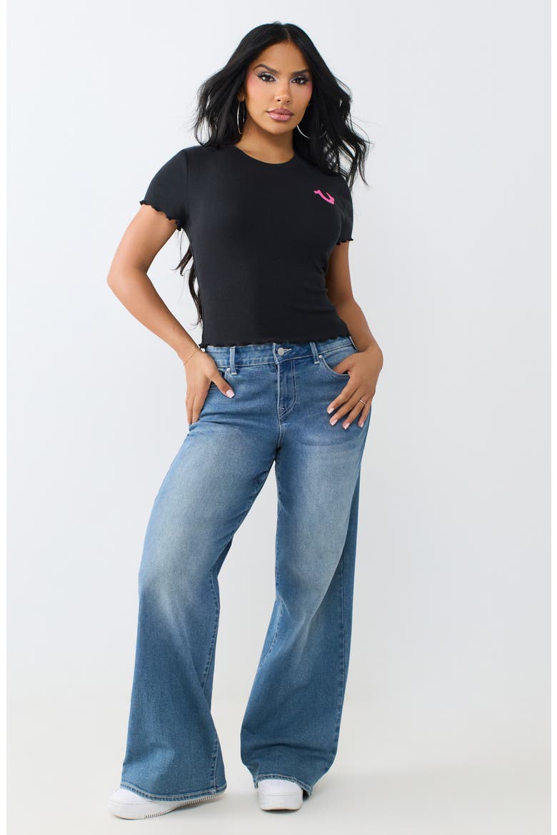 Wings Lettuce Edge Rib Baby Tee, Alternate, color, JET BLACK