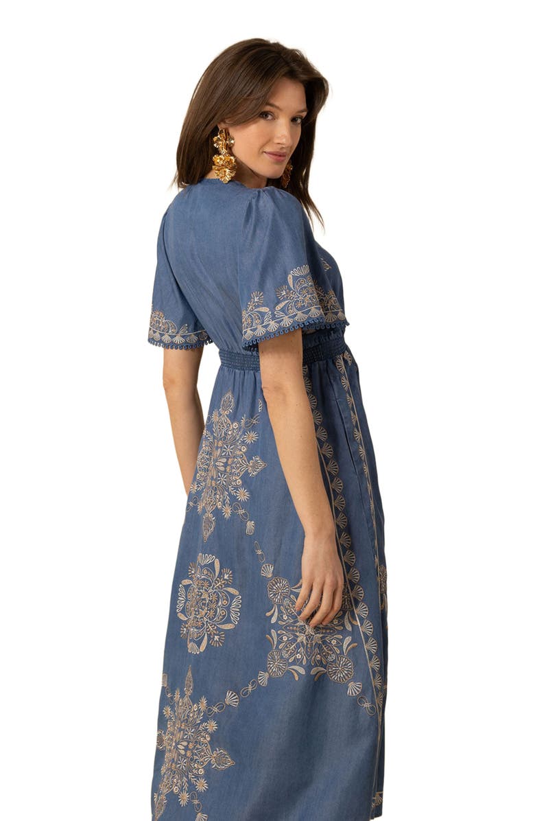 Hale Bob Katalina Embroidered Chambray Dress, Alternate, color, 