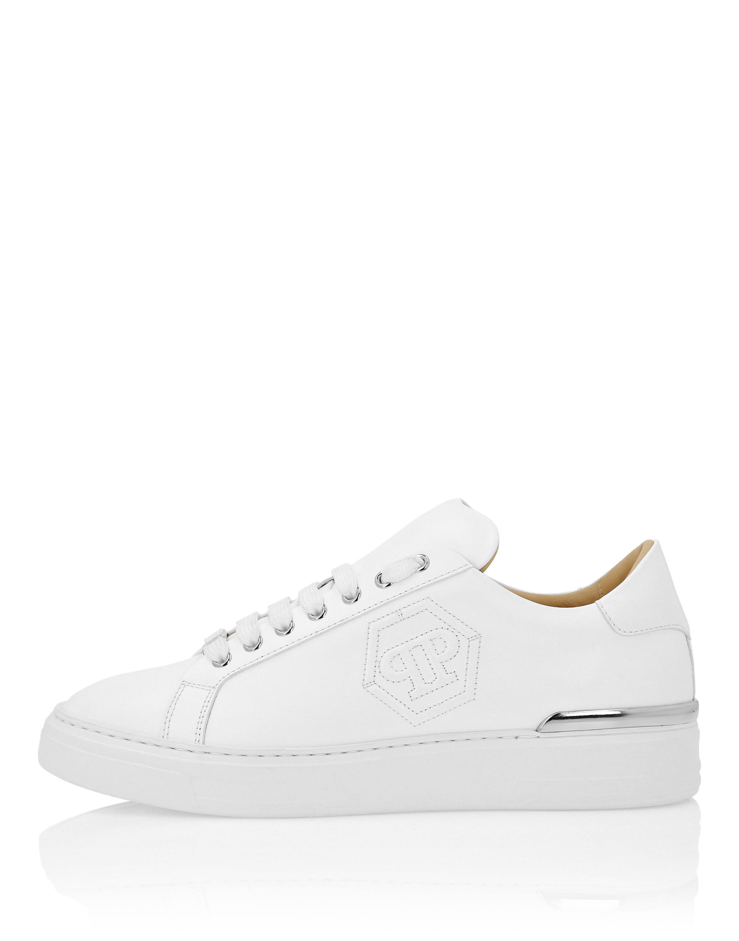 Nappa Leather Lo-Top Sneakers Hexagon Unisex, Alternate, color, white