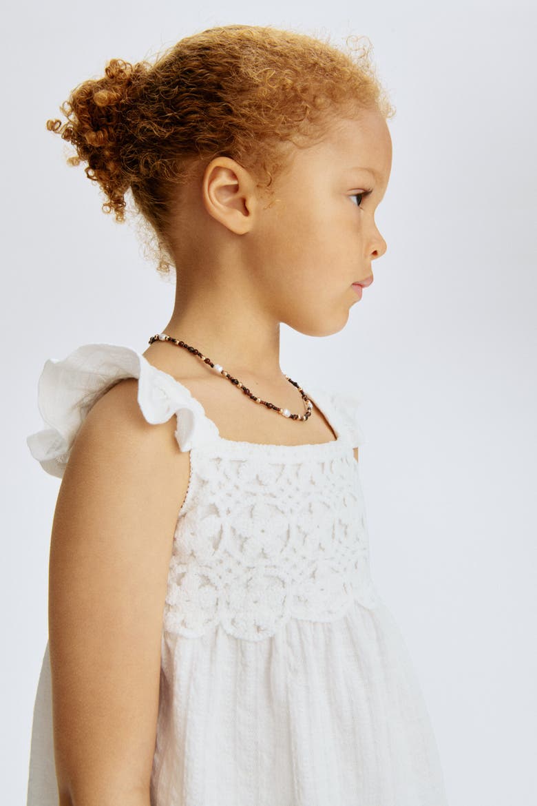 Ruffle-trimmed Cotton Top, Alternate, color, White