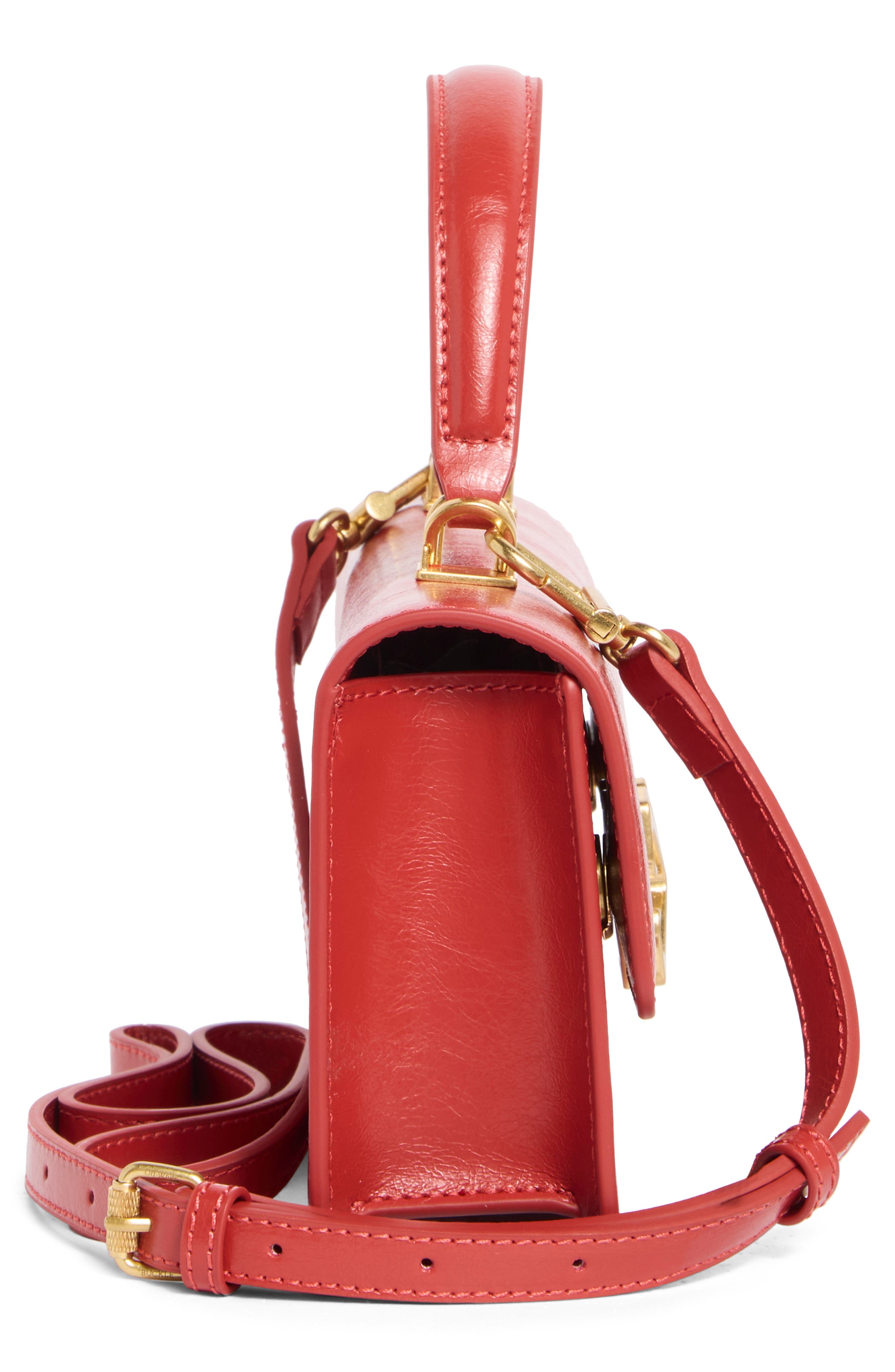 Jitney East/West Leather Shoulder Bag, Alternate, color, RED
