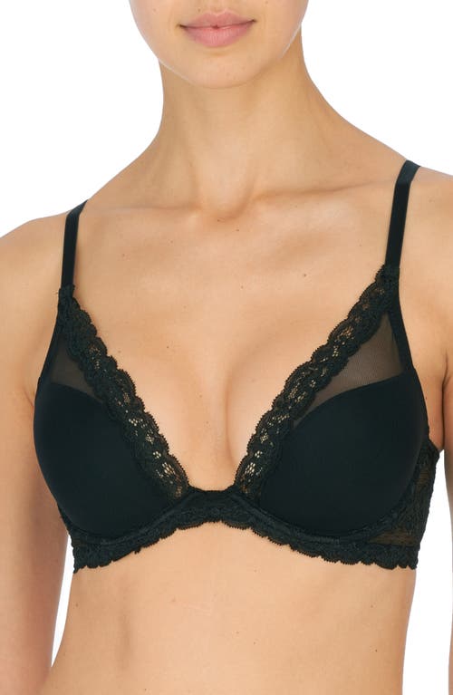 Natori Luxe Plunge T-Shirt Bra in Black at Nordstrom, Size 34C