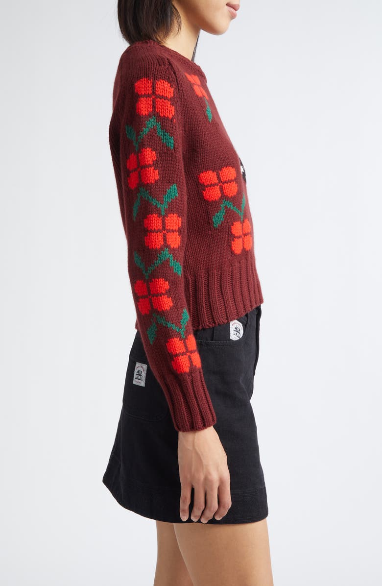 Bode Skunk Royal Alpaca Sweater, Alternate, color, Maroon