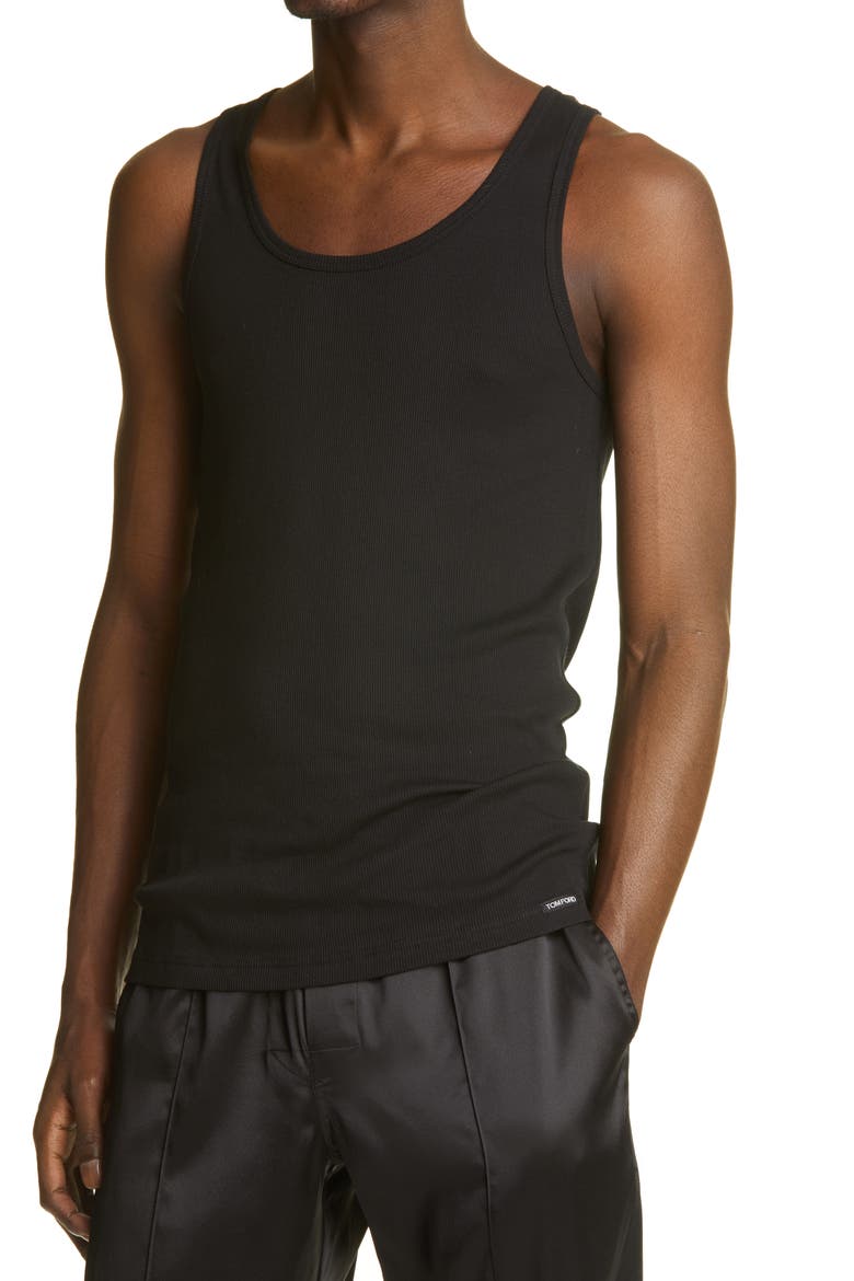 Ribbed Muscle Tank, Alternate, color, BLACK