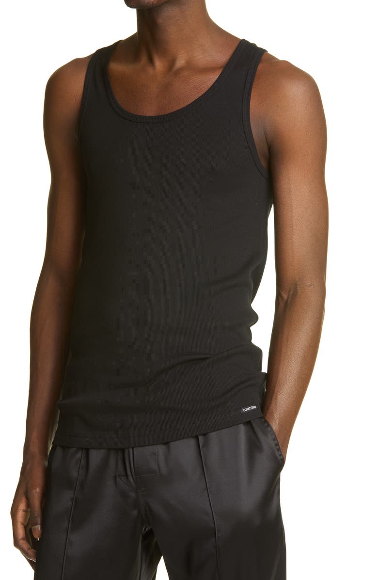 TOM FORD Ribbed Muscle Tank, Alternate, color, Black