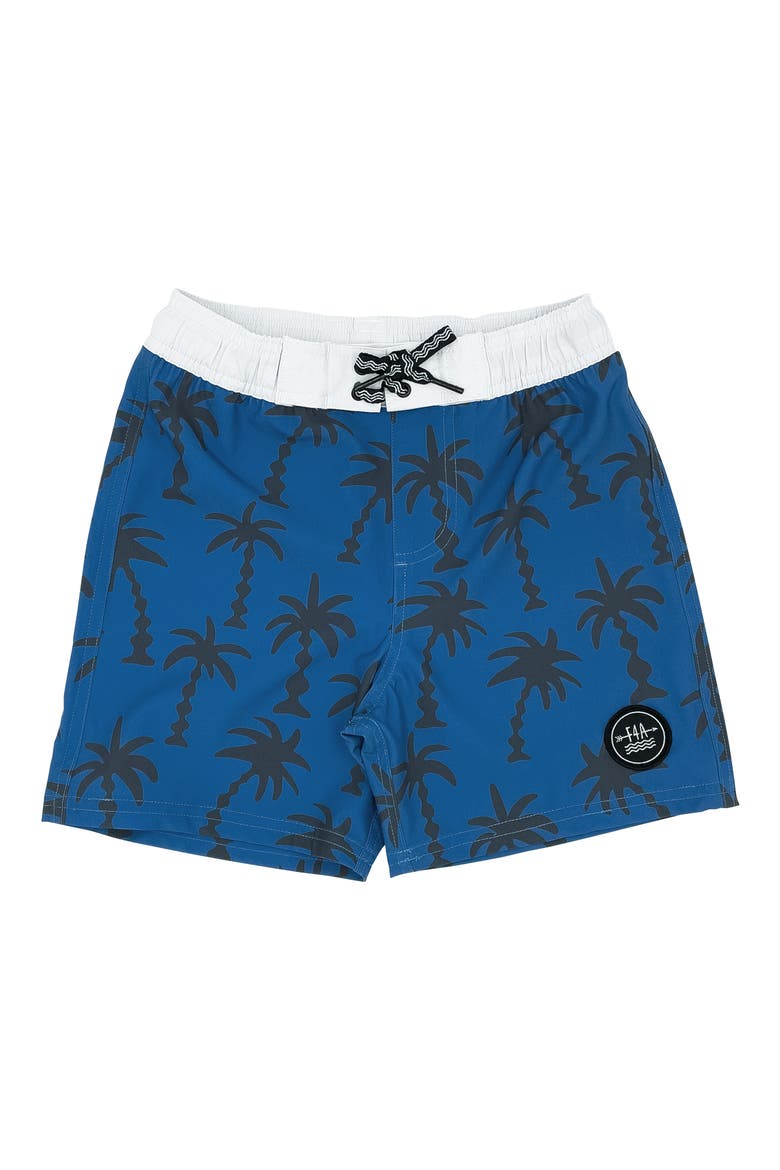 Kids' Wavy Palm Board Shorts, Main, color, SEASIDE BLUE