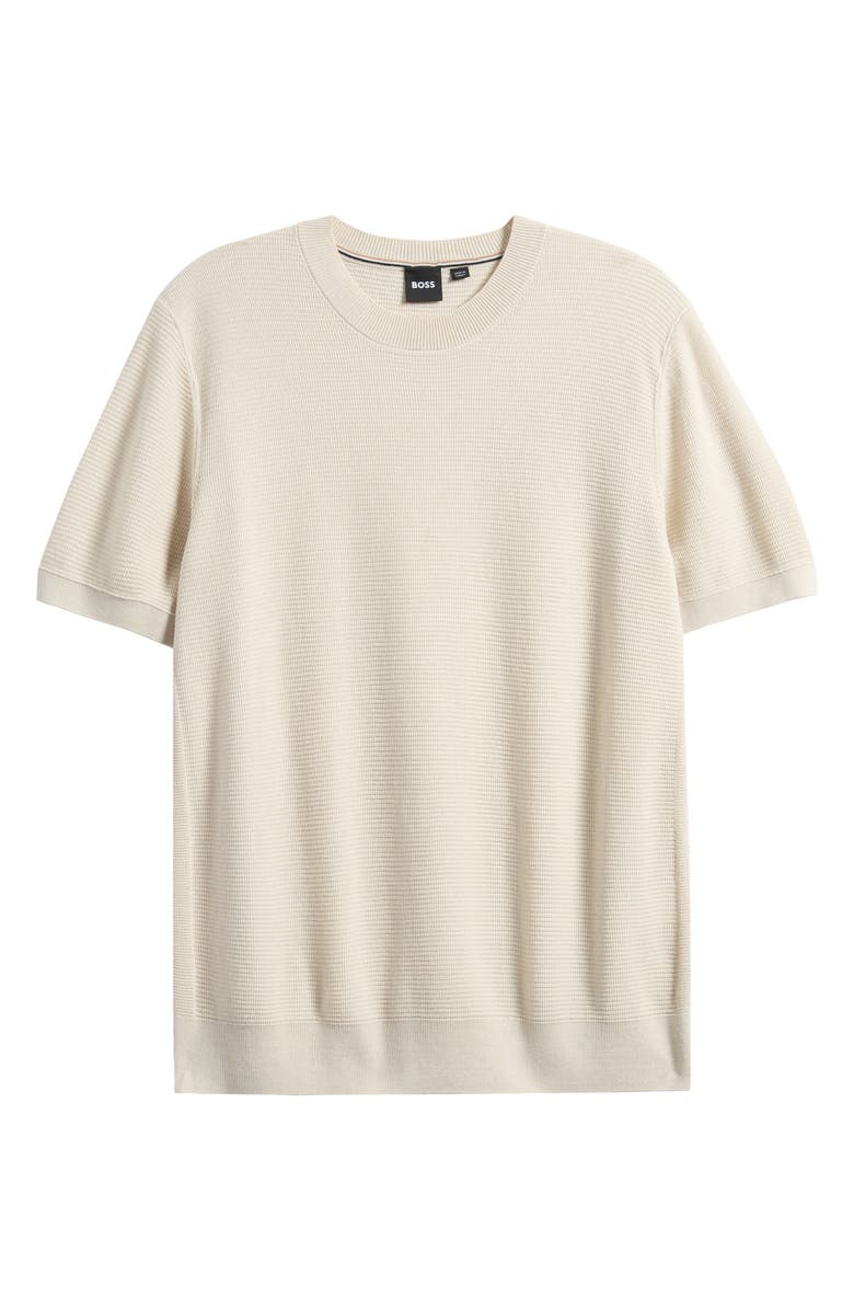 BOSS Ianni Cotton Blend Short Sleeve Sweater, Alternate, color, Open White