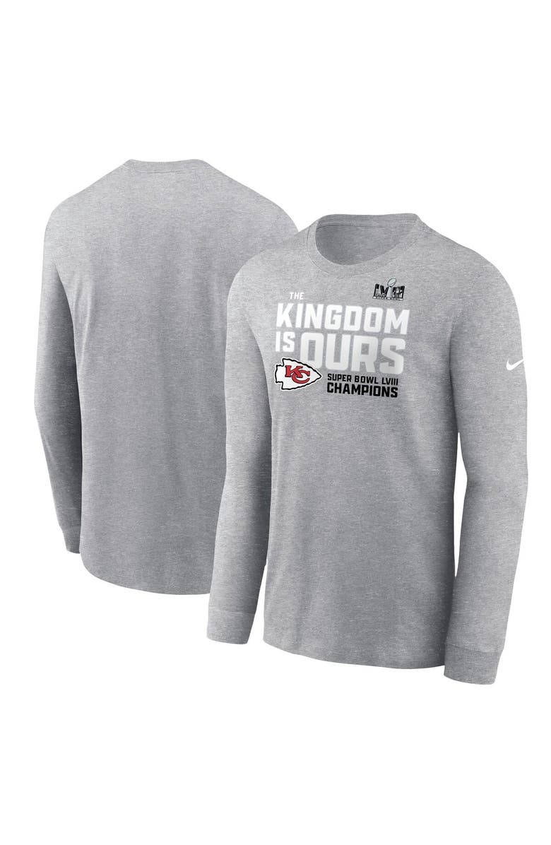 Nike Men's Nike Heather Gray Kansas City Chiefs Super Bowl LVIII Champions Local Fashion Long Sleeve T-Shirt, Alternate, color, 