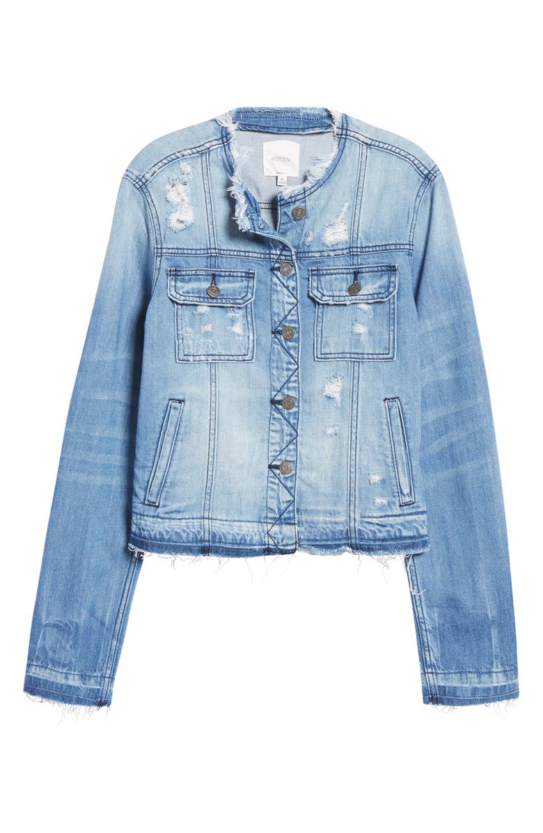 HIDDEN JEANS Frayed Edge Denim Jacket, Alternate, color, 