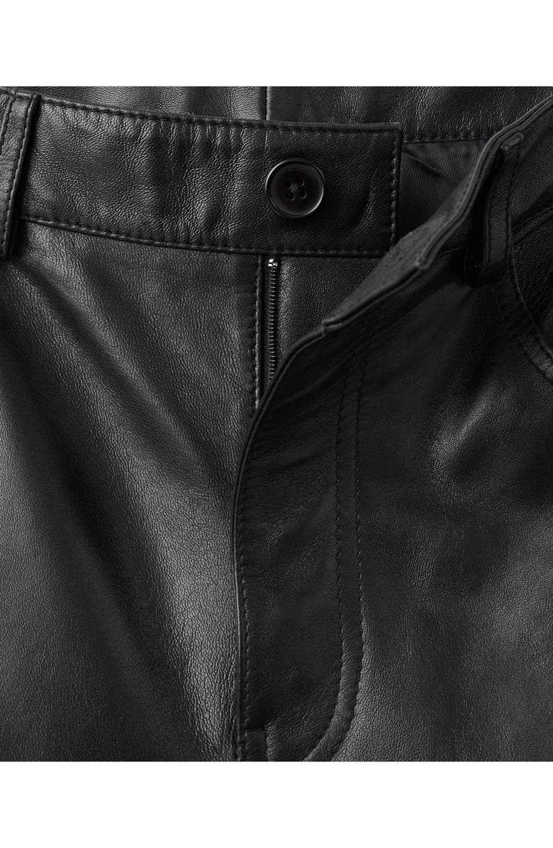 MANGO Selection Leather Straight Leg Pants, Alternate, color, Black