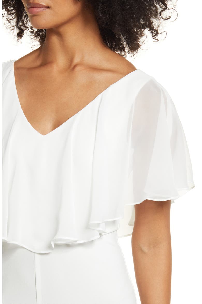 Chiffon Cape Jumpsuit, Alternate, color, IVORY