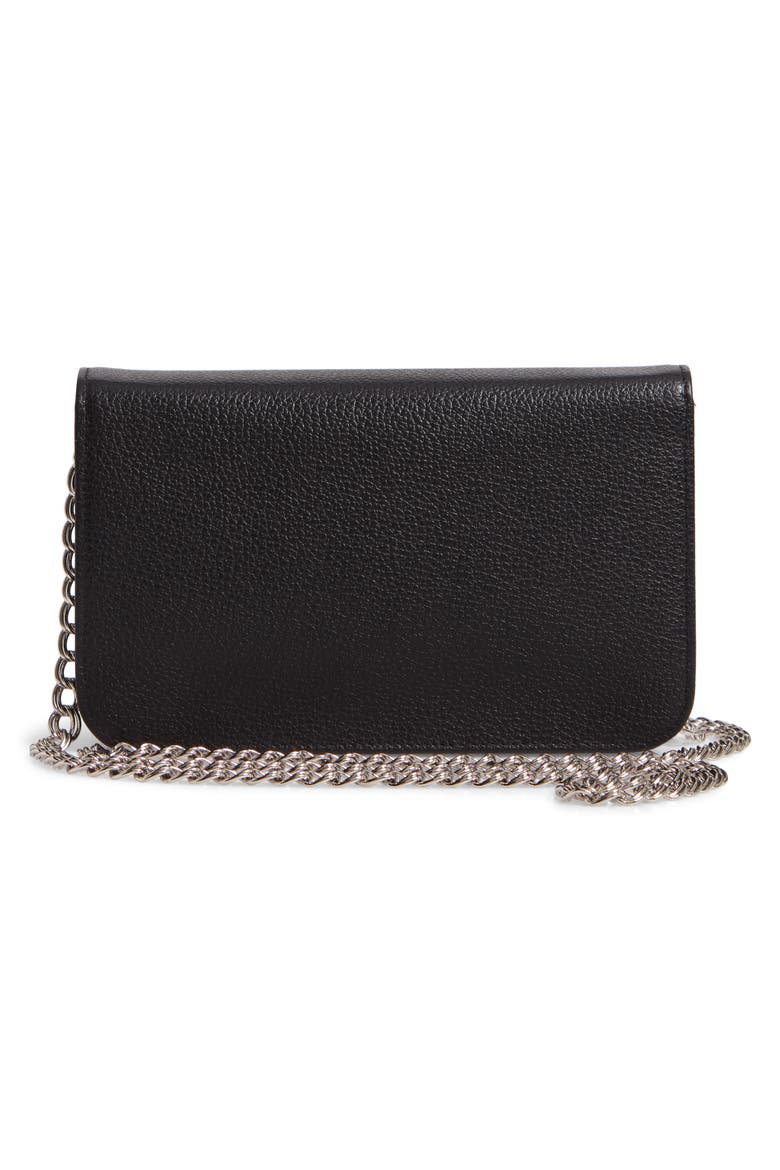 Le Foulonné Leather Wallet on a Chain, Alternate, color, BLACK