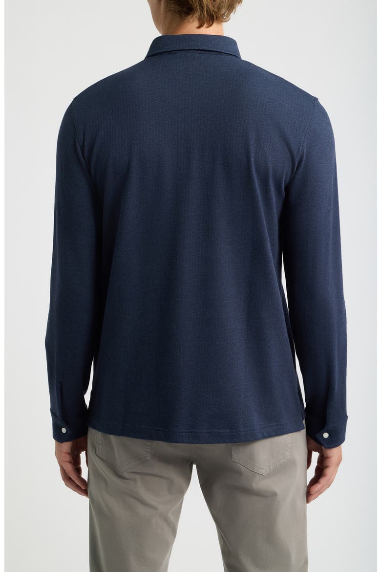 Herringbone Long Sleeve Polo, Alternate, color, NAVY