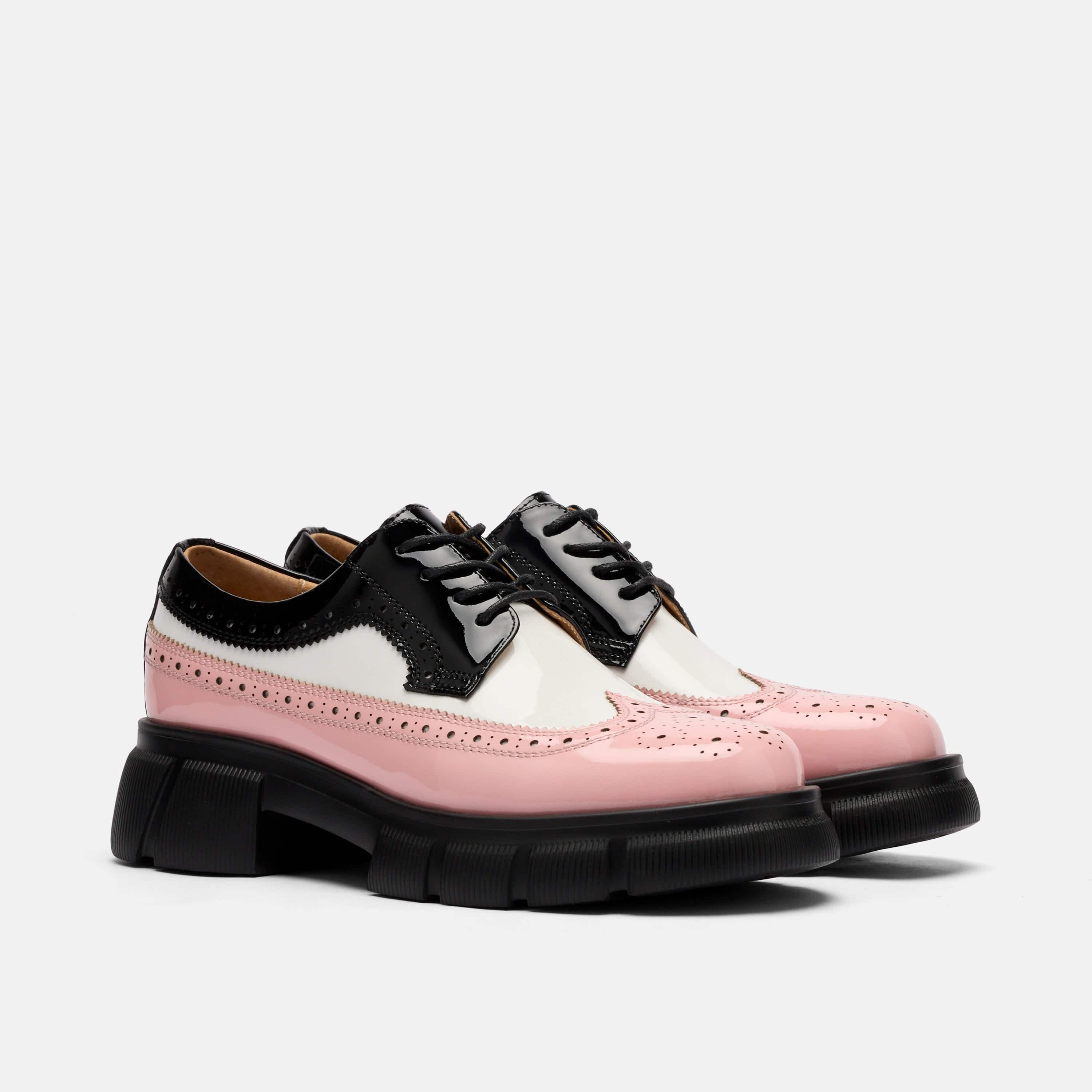 MARC NOLAN Ms. Alexander Leather Lug Wingtip Derby, Alternate, color, Black/White/Pink