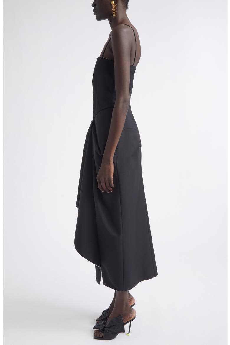 Sliced Draped Wool & Mohair Dress, Alternate, color, BLACK