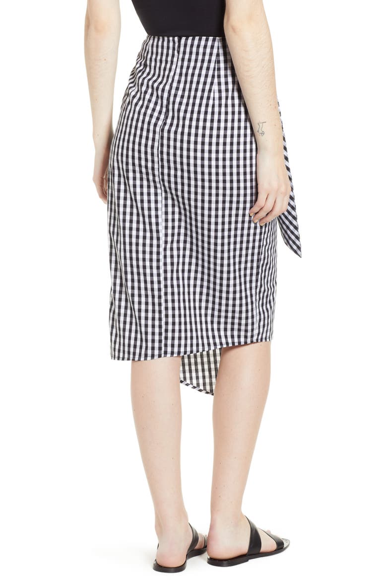 Gingham Tie Waist Skirt, Alternate, color, BLACK/ WHITE GINGHAM
