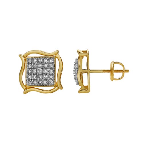 Luvmyjewelry Riso 10k Yellow Gold Diamond Unisex Earrings In 10k Yellow Gold