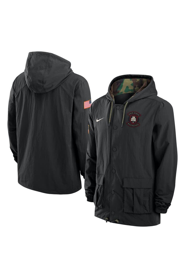 Men's Nike Black Ohio State Buckeyes 2025 NCAA Military Appreciation Full-Snap Jacket, Main, color, Black