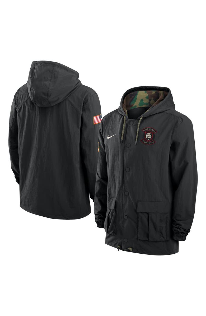 Nike Men's Nike Black Ohio State Buckeyes 2025 NCAA Military Appreciation Full-Snap Jacket, Main, color,