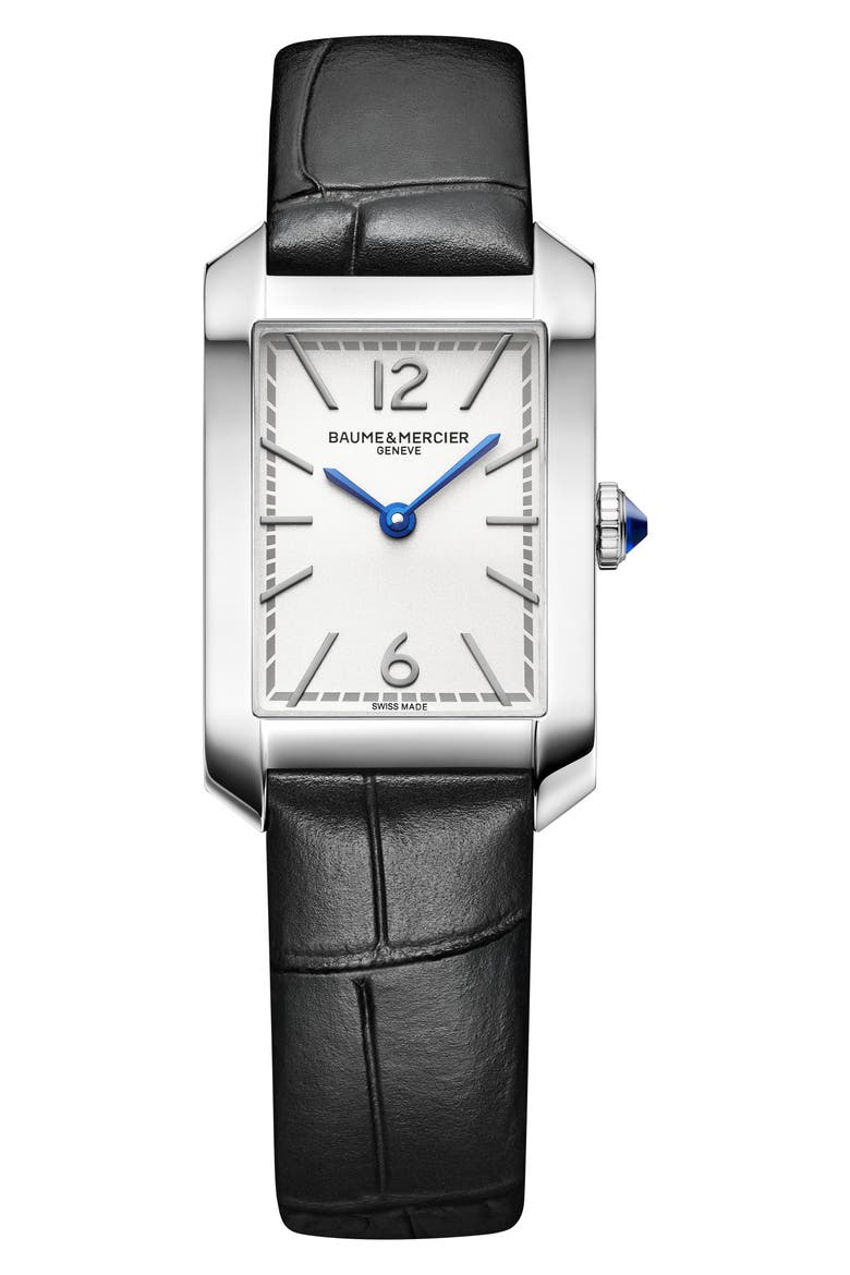 Hampton Leather Strap Watch, 35mm x 22.2mm, Main, color, WHITE